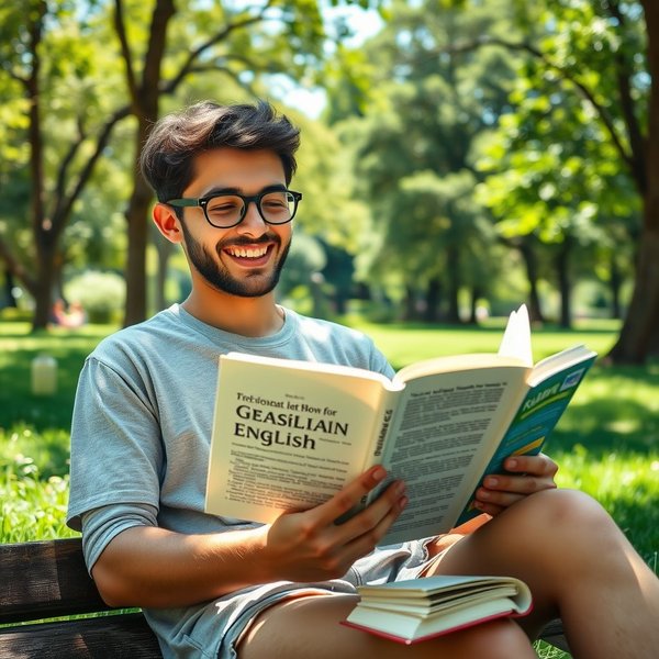 A person reading a book in a park during the weekend