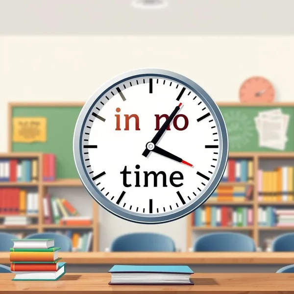 Быстрые часы, показывающие значение обстоятельственного выражения in no time