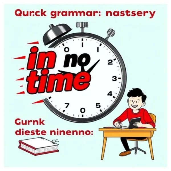 A fast clock showing the meaning of the adverbial phrase in no time