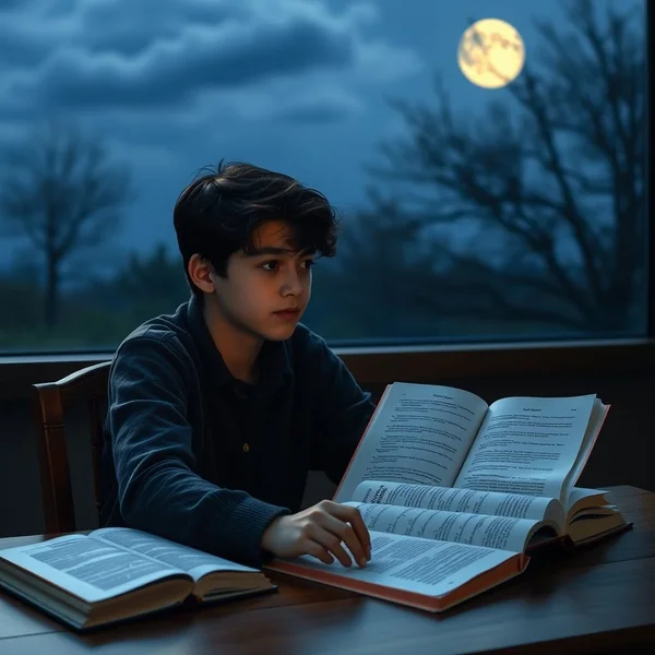 A person looking at the moon, reflecting on what has happened since that night.