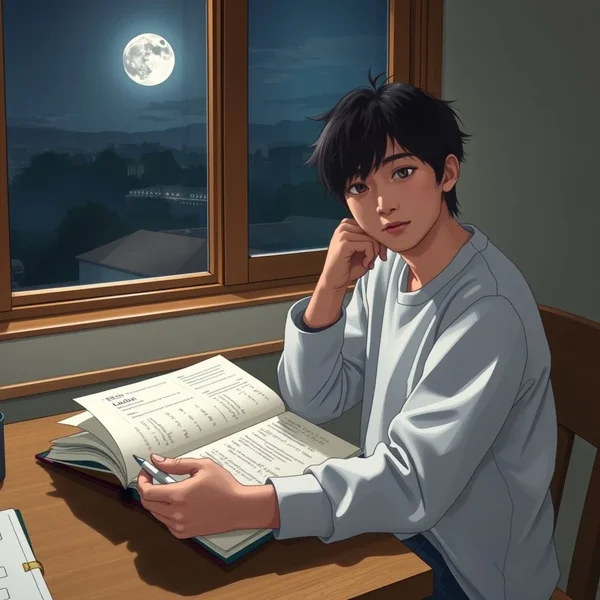 A person looking at the moon, reflecting on what has happened since that night.