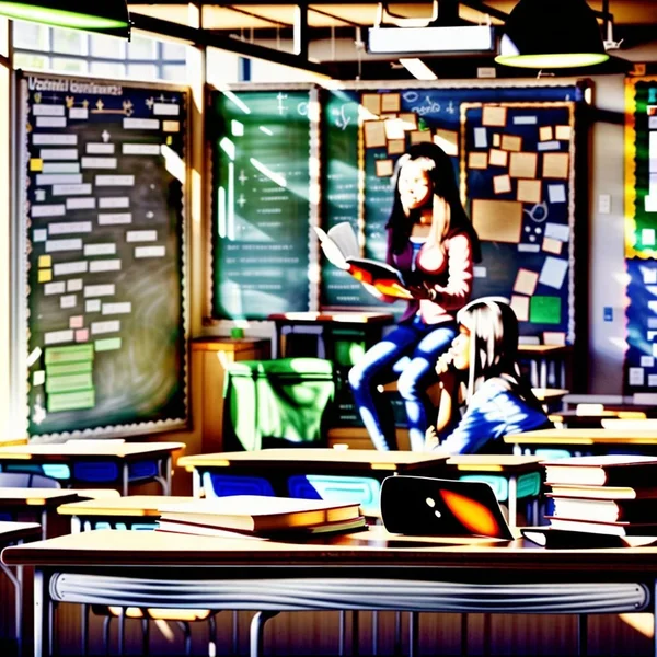 Students talking and relaxing at break time