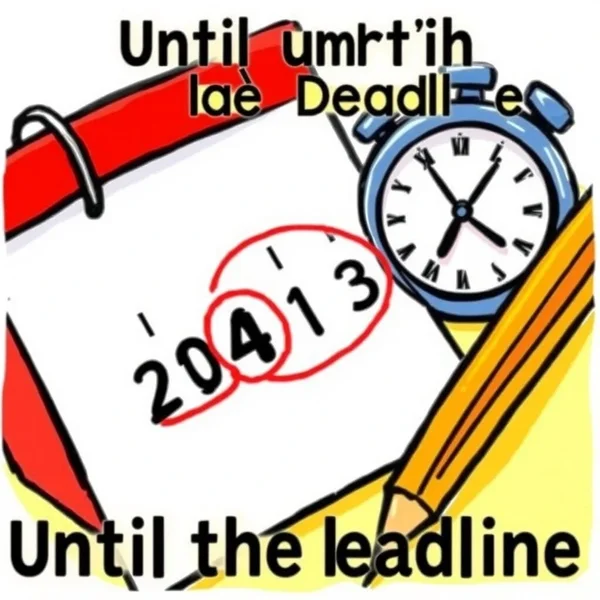 カレンダーに日付が丸く囲まれていて「until the deadline」の概念を示している