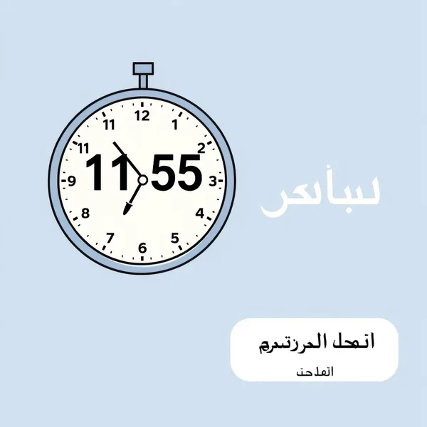A clock showing 11:55 AM, illustrating the deadline meaning of by noon