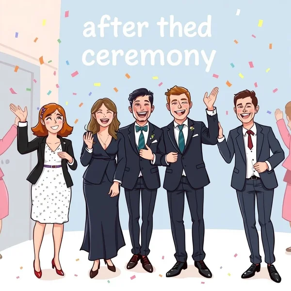 People celebrating with confetti after the ceremony