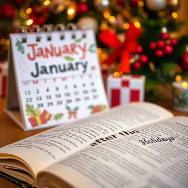 A calendar with the days after a holiday circled, illustrating the phrase "after the holidays"