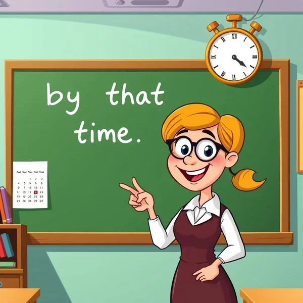 A clock and a calendar showing a deadline to explain the phrase by that time