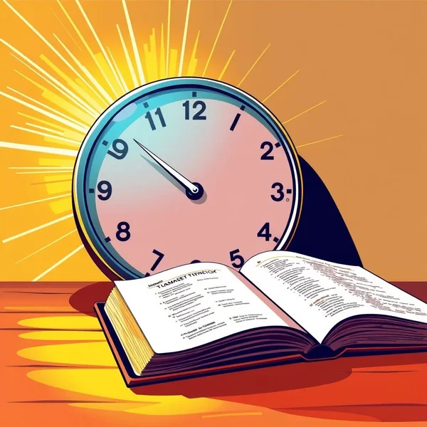 A clock with hands moving quickly to show the meaning of "in just a moment"