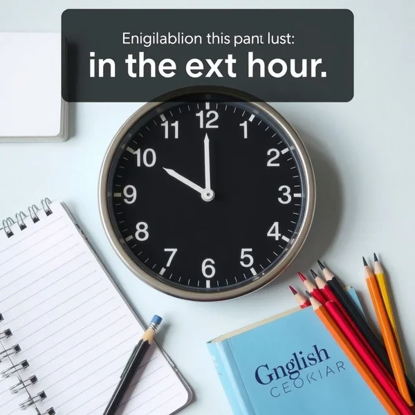 A clock face showing the passage of one hour to represent 'in the next hour'