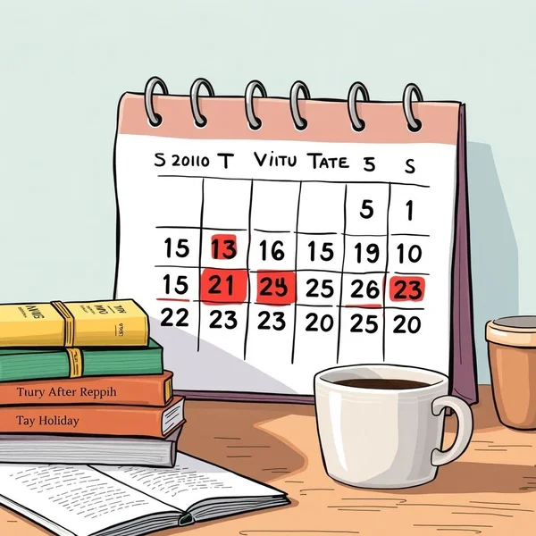 A calendar with the days after a holiday circled, illustrating the phrase "after the holidays"