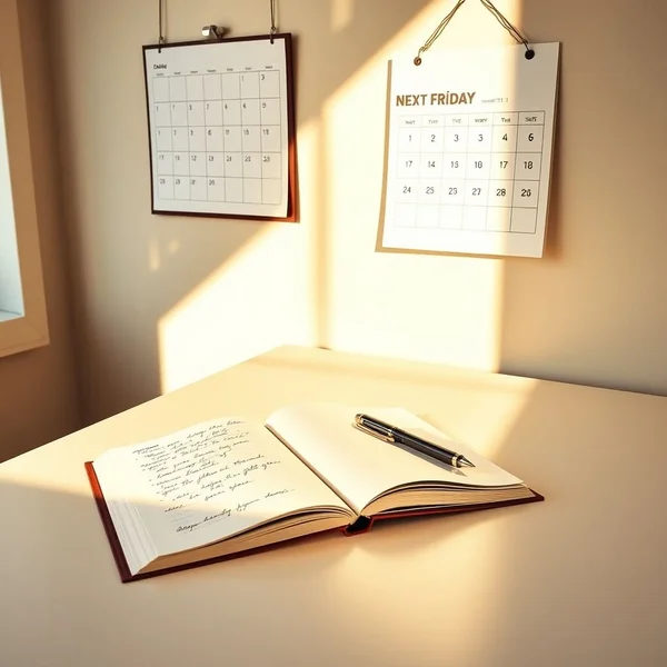 A calendar showing a deadline for by next Friday