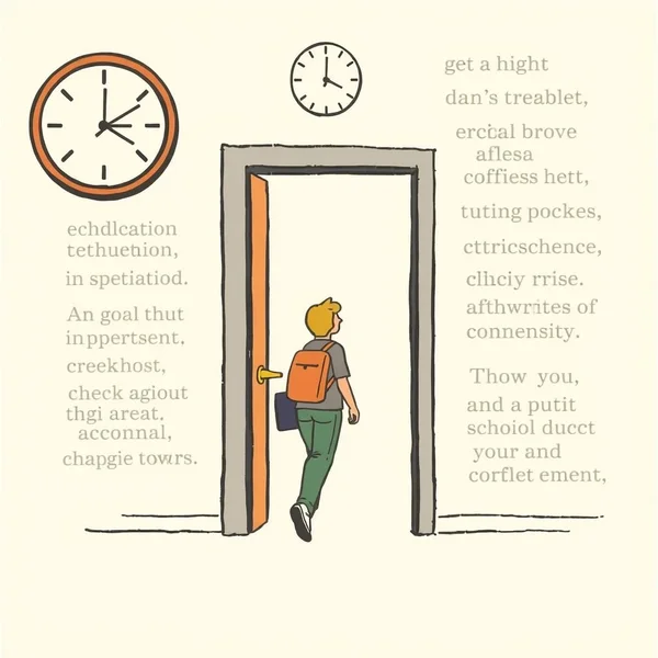 Image of a person leaving with a clock, emphasizing "before he left"