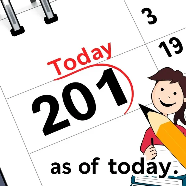 Un calendario con la fecha actual rodeada, ilustrando el significado de as of today.