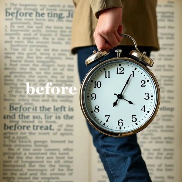 Imagem de uma pessoa saindo com um relógio, enfatizando "before he left"