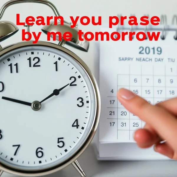 Uma imagem mostrando um relógio e um calendário para representar a frase by this time tomorrow