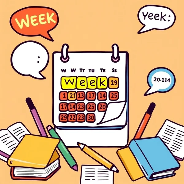 Imagen de un calendario que resalta una semana específica para explicar 'during that week'