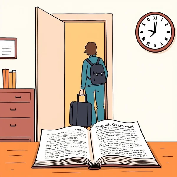 Image d'une personne qui part, avec une horloge, mettant l'accent sur "before he left"