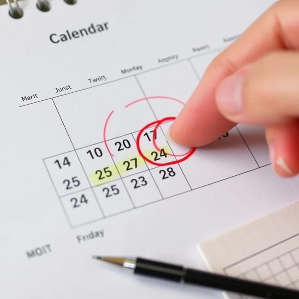 Image d’un calendrier avec plusieurs jours entourés pour illustrer la signification de "in the following days"