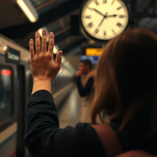 Image of a person leaving with a clock, emphasizing "before he left"