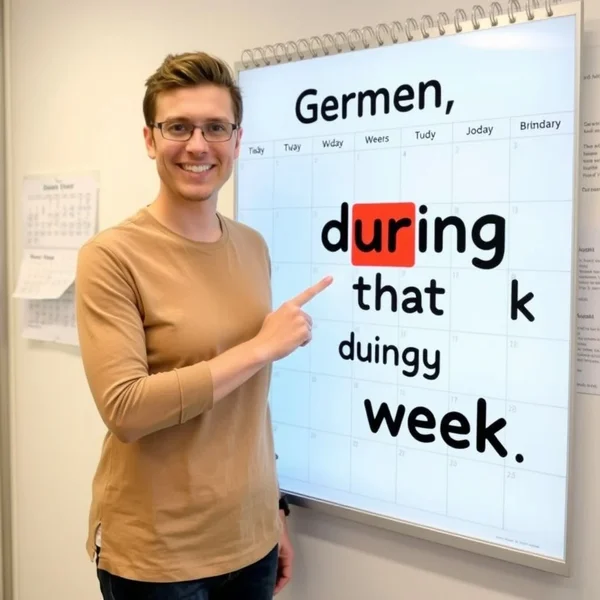 Image of a calendar highlighting a specific week to explain 'during that week'