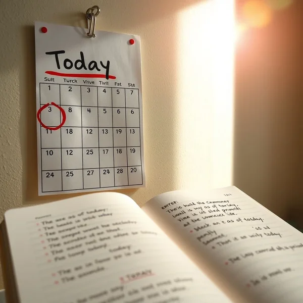 Sebuah kalender dengan tanggal hari ini dilingkari, menggambarkan arti dari as of today.