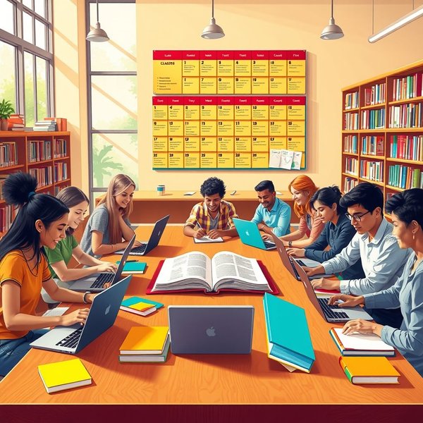 Siswa-siswi belajar di perpustakaan before next class