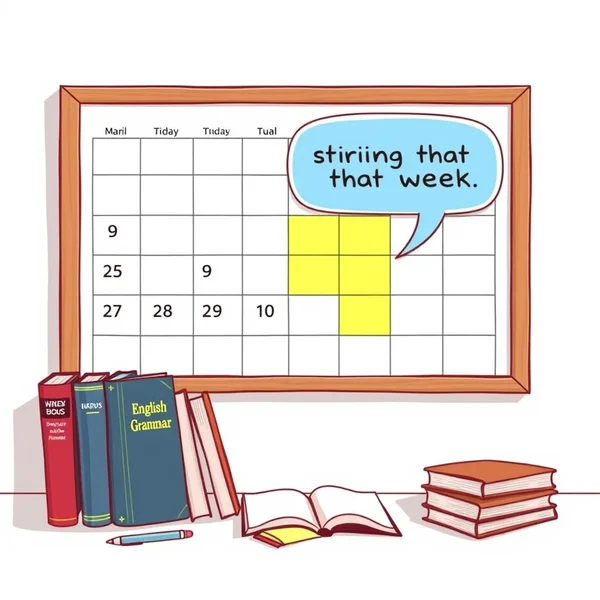 Image of a calendar highlighting a specific week to explain 'during that week'