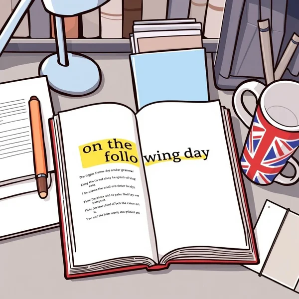 Using the adverbial phrase on the following day in a sentence