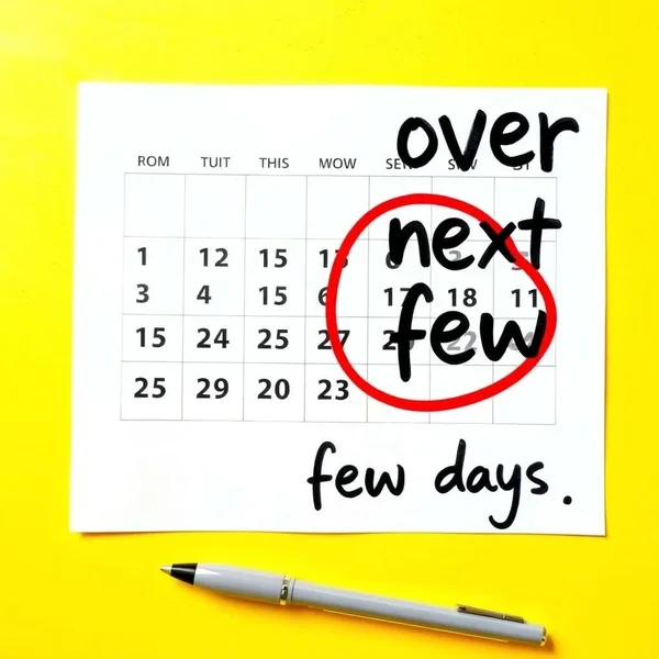 Een kalender met de aankomende datums omcirkeld, ter illustratie van het concept van "over the next few days"
