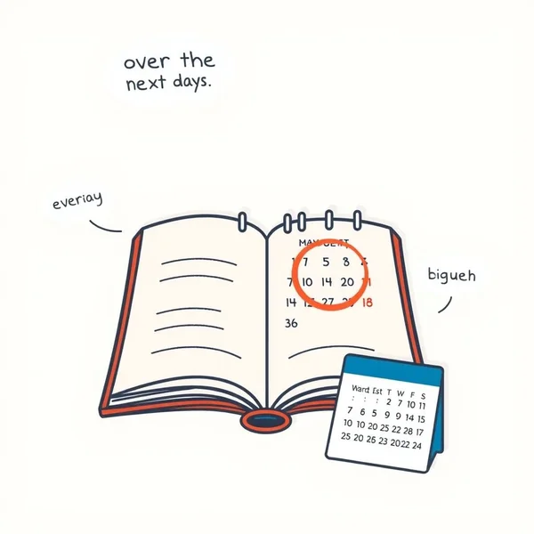 A calendar with the upcoming dates circled, illustrating the concept of "over the next few days"
