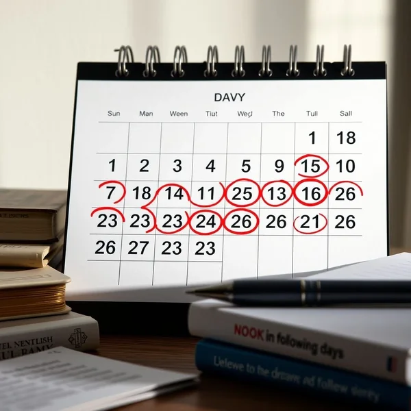 Immagine di un calendario con diversi giorni cerchiati per mostrare il significato di 'in the following days'
