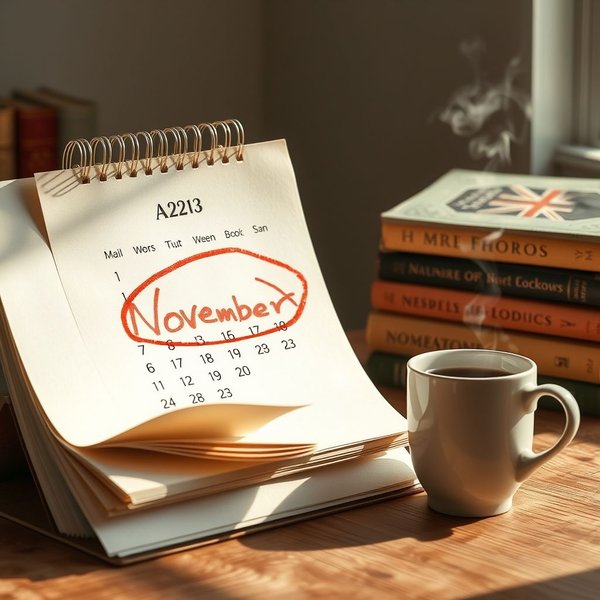 A calendar showing the end of November, illustrating the phrase "in late November"