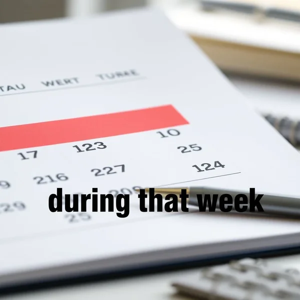 Image of a calendar highlighting a specific week to explain 'during that week'