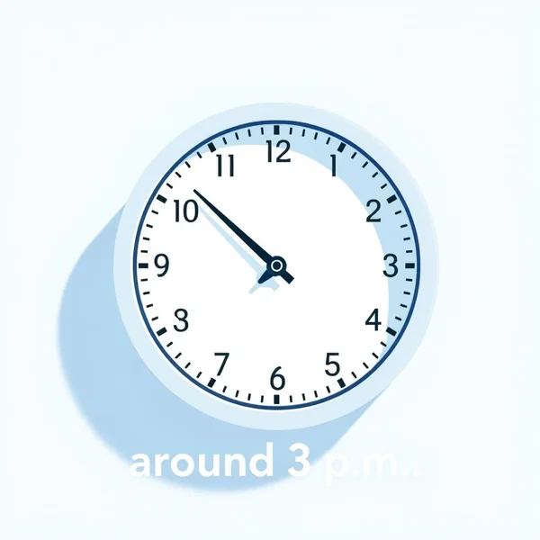A wall clock showing a time close to 3 o'clock to illustrate the phrase around 3 p.m.