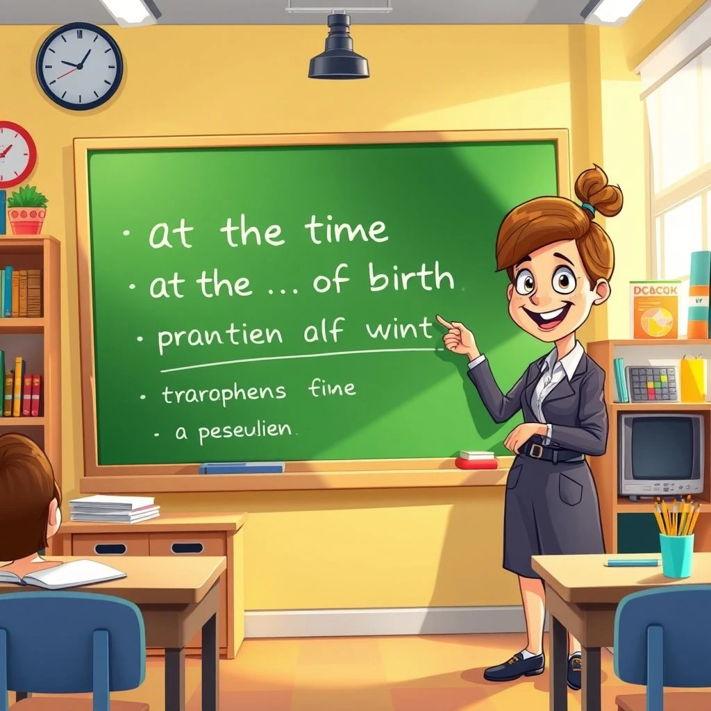 "at the time of birth" beheersen met deze eenvoudige grammaticagids