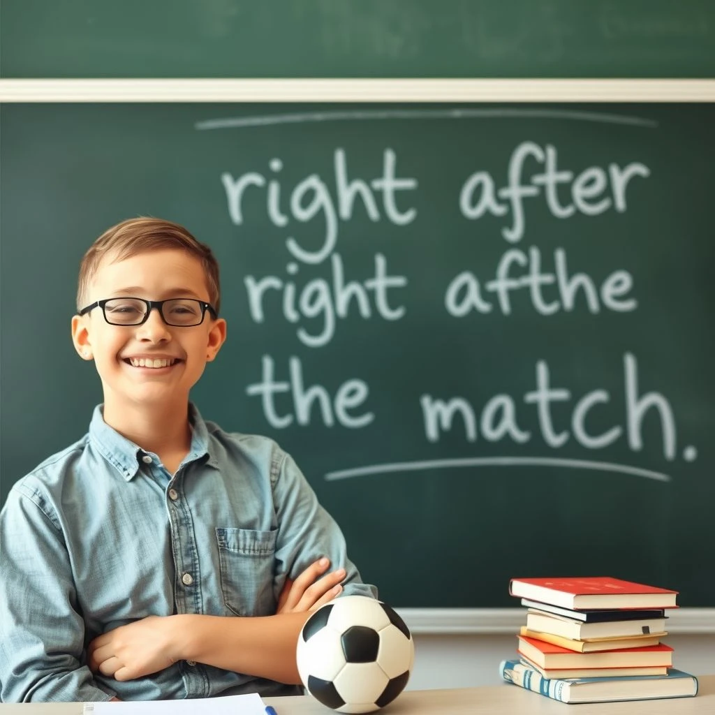 Domina Right After The Match guía: aprende adverbiales de tiempo en inglés