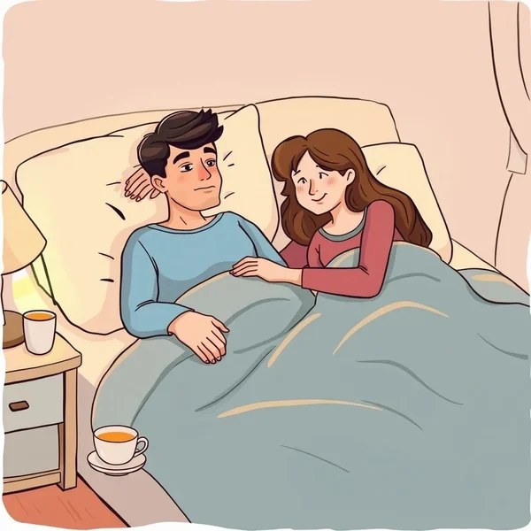 Imagem: Uma pessoa confortando outra during her illness, ilustrando apoio e cuidado durante um momento difícil.