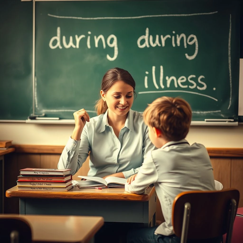 "during her illness" meistern: Englisch Grammatik verständlich erklärt