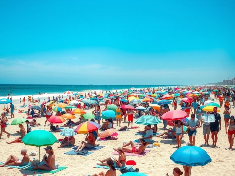 Afbeelding van een druk strand of toeristische plek during peak season