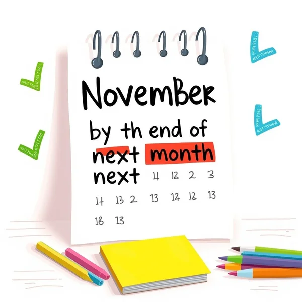 Gambar kalender dengan tenggat waktu yang ditandai by the end of next month