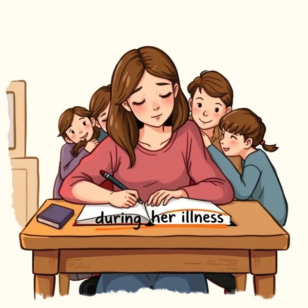 Image: A person comforting someone during her illness, illustrating support and care during a difficult time.