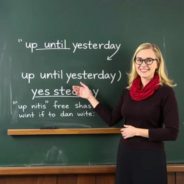 Understanding 'up until yesterday' for ESL learners