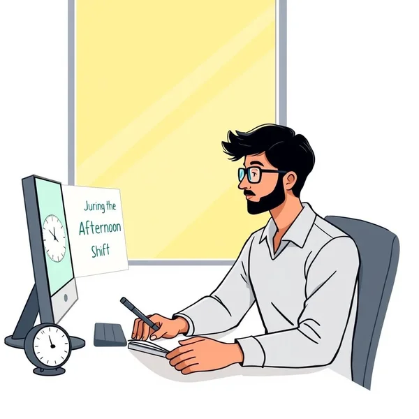 استخدام عبارة "during the afternoon shift" في الإنجليزية