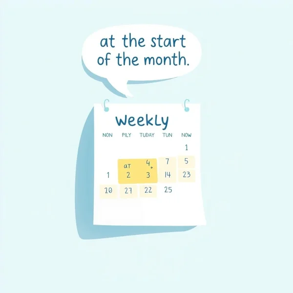 at the start of the month