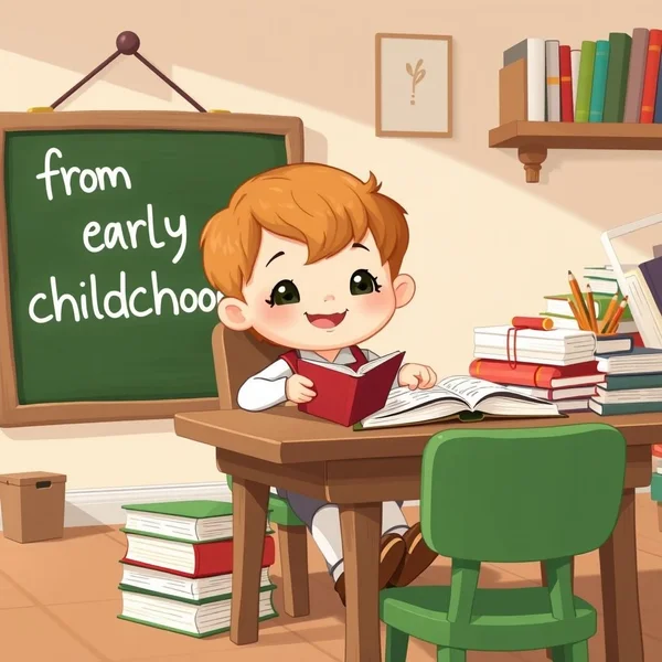 Uma foto antiga mostrando uma pessoa from early childhood
