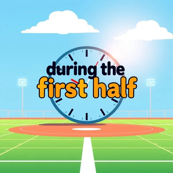 Hình ảnh đồng hồ hoặc trận đấu, nổi bật với "during the first half".