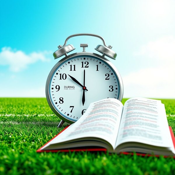 Image of a clock or game, with "during the first half" highlighted.