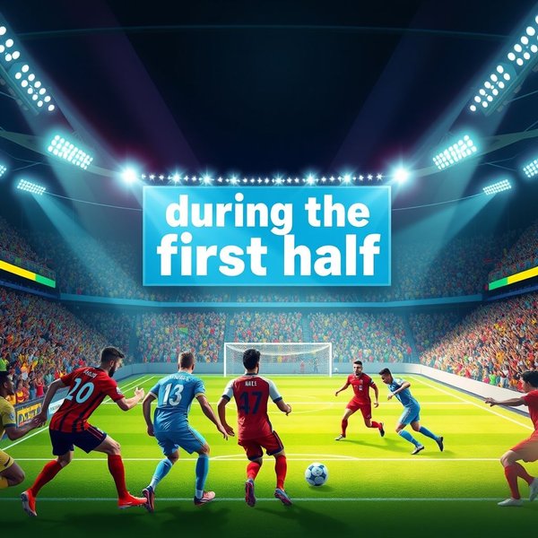 صورة لساعة أو مباراة مع تمييز عبارة "during the first half".