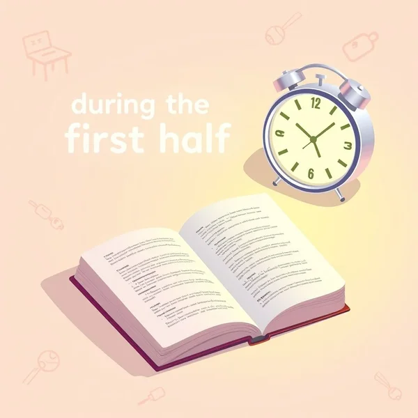 时钟或比赛图片，标注了“during the first half”。