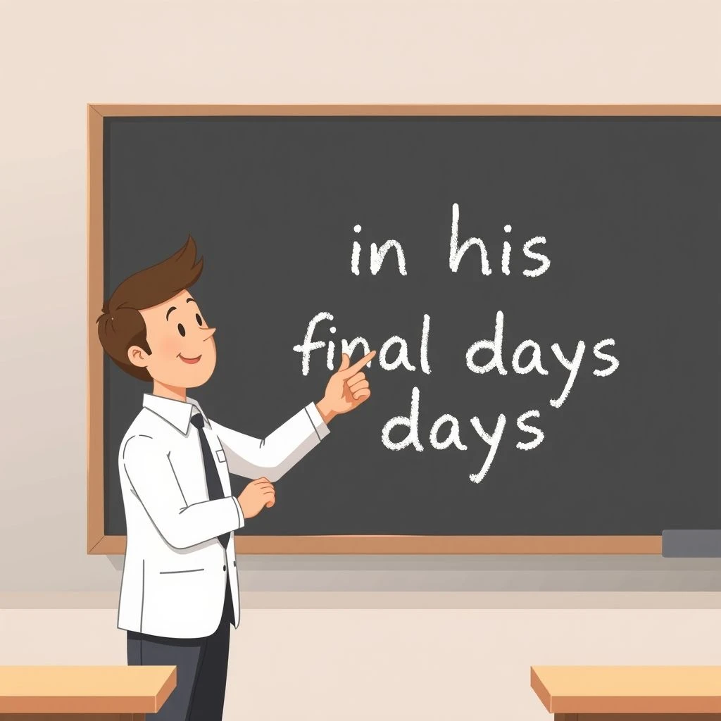 in his final daysをマスターするやさしい英語文法ガイドで副詞句を自在に使う